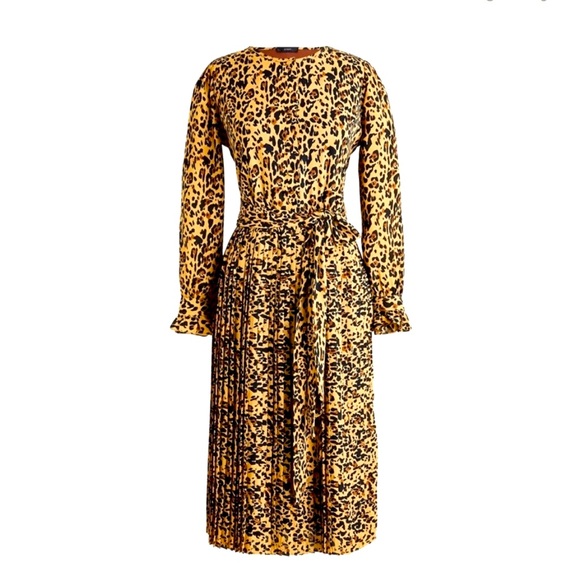J Crew leopard pleated skirt dress perfect condition! - Picture 1 of 12